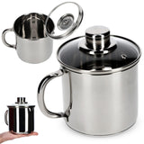 1 x RAW Customer Returns KADAX stainless steel pot with glass lid, 1.2L induction cooking pot with handle, milk pot, lid with steam hole, universal pot for all types of stoves - RRP €24.19