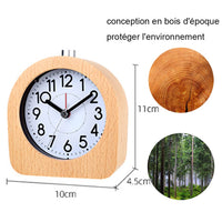 1 x RAW Customer Returns BIGFOX Alarm Clock, Wooden Battery Operated Analogue Silent Alarm Clock No Tic Bag with Snooze Function Wooden Clock with Hands Alarm Growth for Family Office Travel - RRP €20.4