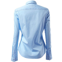 1 x RAW Customer Returns INFLATION women s shirt with buttons, blouse, long sleeve shirt, figure-hugging shirt blouse, business top, work shirts, light blue 42 14 - RRP €25.93