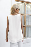 1 x RAW Customer Returns Yommay Chiffon Tank Tops for Women Summer Elegant Sleeveless Business Cami Casual Blouses Tunics, White, XL EU - RRP €26.21