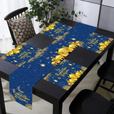 2 x Brand New Eid Mubarak Table Runner, Ramadan Polyester Table Runner and Placemats, Blue Gold Star Moon Mosque Tablecloth, Ramadan Mubarak Table Runner Placemats Decoration for Muslims Islamic Party Favors - RRP €25.96