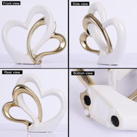 1 x RAW Customer Returns oliruim White and Gold Ceramic Statue Elegant Heart Shape Sculpture for Home Decoration, for Dining Table Decoration, Abstract Art Decoration C-white gold  - RRP €28.99