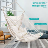 3 x RAW Customer Returns Hanging chair for outdoor indoor, hanging swing hanging chair outdoor for children adults up to 200kg, hanging seat with 3 cushions and extended footrest white - RRP €151.14