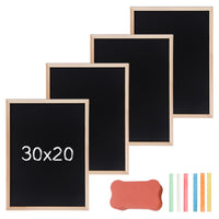 1 x RAW Customer Returns Chalkboard with wooden frame Chalkboard sets Nizirioo 4 wooden chalkboards with wooden frame, chalkboard sets with writing 1 sponge 6 colored chalk for home kitchen school and office 20 x 30 cm - RRP €17.14