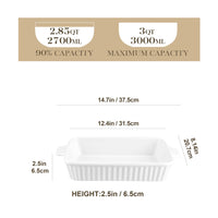 1 x RAW Customer Returns MALACASA, Bake.Bake series, large casserole dish 37.5 cm with 3 liters for 4-6 people, ceramic casserole dishes for lasagne, tiramisu, casseroles more, square - white - RRP €33.3