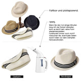 1 x Brand New Comhats Straw Trilby Hat for Men and Women - Summer Hat with UV Protection - Fedora Style - Natural Straw Hat - Beach Hat for Men - Unisex Summer Hat Beige-Black XXL - RRP €26.99