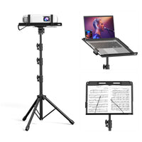 2 x RAW Customer Returns KDD projector stand - 4 in 1 music stand, foldable, stable with spring arm, laptop floor stand, tablet holder with sliding lever - projector tripod stand, height adjustable from 59cm to 160cm and 180 rotatable - RRP €103.9