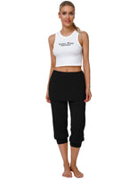 1 x RAW Customer Returns Terecey yoga pants women with skirt 3 4 capri pants elegant casual pants cotton jogging pants high waist loose pants harem pants for yoga pilates dancing jogging black S - RRP €23.98