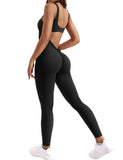 1 x RAW Customer Returns ZAAYO Women Jumpsuit Tight Scrunch Butt Overalls Long Sleeveless Sports Backless Jumpsuit Yoga Bodycon One Piece Full Body Suit Stretch Elegant Jumpsuits - RRP €38.3