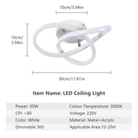 1 x RAW Customer Returns Riserva LED Ceiling Lamps, 30W 3375LM LED Ceiling Light 3000K Warm White Light, Modern Creative Ceiling Lamp LED, Ceiling Lighting Lamps for Balconies Hallway Wardrobe Bedroom Kitchen White, 30cm  - RRP €34.4