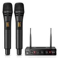 1 x RAW Customer Returns TONOR Dual wireless microphone system wireless, wireless karaoke microphone set wireless microphone handheld microphone dynamic with receiver for wedding party church lecture stage speeches conference TW350 Black - RRP €69.99