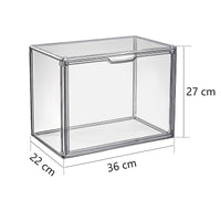 1 x RAW Customer Returns GUDEMAY Gray Transparent Stackable Plastic Boxes with Magnetic Closure - Dustproof Storage Display Case Ideal for Figures, Books, Cosmetics, Shoes and Handbags Set of 3  - RRP €62.88