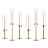 1 x RAW Customer Returns NUPTIO Candlestick Glass Cylinder for Candles Gold 6 Pieces Wedding Candle Holder Glass Taper Candles Metal Large Bottomless Cylinder Candles Lantern Party Table Centerpiece Dining Room Decoration - RRP €59.98