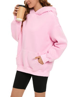 1 x RAW Customer Returns Famulily Women s Hoodies Fleece Lined Loose Fit Hooded Sweatshirts Casual Comfortable Pullover Autumn Winter Workout Tops Pink M - RRP €38.3