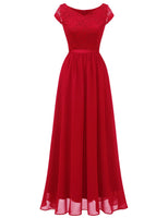 1 x RAW Customer Returns DRESSTELLS evening dresses women elegant for wedding lace dress chiffon bridesmaid dress bridesmaid dress long prom dress beach dress red S - RRP €64.99