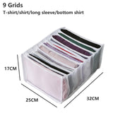 1 x RAW Customer Returns MJARTORIA Wardrobe Organizer 9 Compartments Storage Boxes Mesh Organizer Drawers Organization System Foldable for T-Shirts Shirts Long Sleeves Bottoms, Easy to Clean with Handle - RRP €10.07