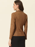 1 x RAW Customer Returns Allegra K Women s Jacket Suede Lapel Button Front Lapel Collar Blazer with Pockets Light Brown S - RRP €64.99