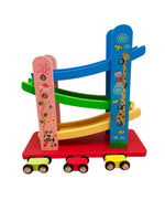 1 x Brand New Lalia wooden toy, car racing track, motor skills toy, colorful, wooden toy 3 gift children toddlers from 36 months wooden racing track car - RRP €11.99