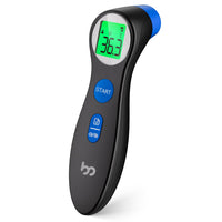 1 x RAW Customer Returns Contactless fever thermometer for babies, children and adults, forehead thermometer infrared digital thermometer for quick and hygienic measurement, fever alarm and 3-color display, blue - RRP €21.92