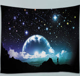 1 x Brand New Amiiba Starry Sky Tapestry Shiny Stars and Moon Tapestry Wall Hanging Men on Mountain Home Decoration for Bedroom Living Room Star, M - 59 x 51  - RRP €20.4