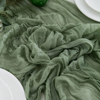 1 x RAW Customer Returns CHUQING Table Runner Sage Green 70 cm x 4 m Chiffon Green Wedding Decorative Table Runner for Birthdays, Indoor and Outdoor - RRP €24.58