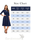 1 x RAW Customer Returns Gardenwed Dresses Women Rockabilly Dresses Women Formal Dresses for Women Elegant Cocktail Dress Women 50s Vintage Dresses 3 4 Sleeve Autumn Winter Midi Petticoat Navy M - RRP €40.33