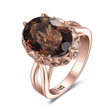 1 x RAW Customer Returns JewelryPalace Oval 5.7ct Real Smoky Quartz Solitaire Ring Women, Giant Gemstone Jewelry Set, Ring Silver 925 Women s Ring Stone, Cocktail Ring Silver 925 Silver Rings Women Rings Women Rose Gold 60 - RRP €33.49