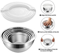 1 x RAW Customer Returns Luvan 304 Stainless Steel Mixing Bowls with Airtight Lids, Set of 5 Salad Bowls, Wide Rim for Easy Gripping and Pouring, Stackable for Easy Storage, Versatile in the Kitchen - RRP €33.99