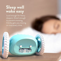 1 x RAW Customer Returns CLOCKY Loud Alarm Clock for Heavy Sleepers Severe Sleepers on Wheels Adults Kids Bedroom Run, Walk, Annoy, Skip, 1 Snooze, Digital Funny Gifts Blue  - RRP €39.99