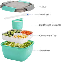 1 x RAW Customer Returns MUJUZE lunch box with compartments, salad box to go for adults children, sustainable lunch box, leak-proof bento box, lunch box with cutlery for school work picnic travel green  - RRP €15.45