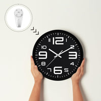 1 x RAW Customer Returns Plumeet 30 cm Anti-Ticking Silent Wall Clock with Modern and Beautiful Design for Living Room, Large Kitchen Wall Clock, Battery Operated Black  - RRP €18.84