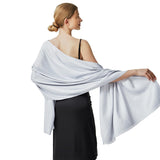 1 x RAW Customer Returns vimate Wedding Shawls and Wraps, Sparkle Silver Bridal Dress Shawl Wrap for Guest Evening Cape for Women DE-Light Gray to Silver  - RRP €22.99