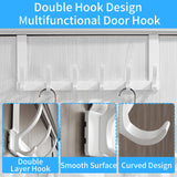 1 x RAW Customer Returns Bosdontek door coat rack for hanging with 6 hooks, modern door hooks for hanging without drilling, practical coat hook door towel holder door for bathroom door hanger door hook rail for hanging matt white  - RRP €12.11