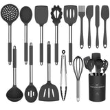 1 x RAW Customer Returns Umite Chef Kitchen Utensil Set 15 Pieces Silicone Heat Resistant Non-Stick BPA Free Stainless Steel Handle Spatula Spoon Tongs Whisk Cookware - RRP €30.99