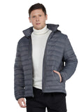 1 x RAW Customer Returns fit space men s lightweight winter jacket chest pocket jacket men s quilted jacket removable hood down jacket men s transitional jacket dark grey XL - RRP €41.34