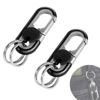 2 x Brand New Key ring carabiner 2 pieces key ring made of metal carabiner key ring with 4 key rings car key ring for men and women mini outdoor tools black black  - RRP €26.2