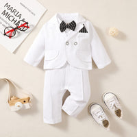 1 x RAW Customer Returns PURSKYY Newborn Baptism Suit Tuxedo Baptism Wedding Clothing Sets Romper Shirt Jacket Bow Tie 3pcs Infant Baby Boys Blazer Outfit Gentleman Suit, Pure White, 18-24 Months - RRP €15.12