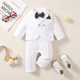 1 x RAW Customer Returns PURSKYY Newborn Baptism Suit Tuxedo Baptism Wedding Clothing Sets Romper Shirt Jacket Bow Tie 3pcs Infant Baby Boys Blazer Outfit Gentleman Suit, Pure White, 18-24 Months - RRP €15.12