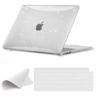 1 x RAW Customer Returns EooCoo Case Compatible for MacBook Air 15 inch M2 A2941 M3 A3114 with Touch ID, 2023 2024 Release, Transparent Plastic Protective Case Keyboard Cover Polishing Cloth, Glitter Clear - RRP €21.14