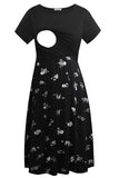 1 x RAW Customer Returns Smallshow Women s Casual Short Sleeve Nursing Dress Maternity Dress for Breastfeeding Black-SVP121 Medium - RRP €28.16