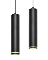 1 x RAW Customer Returns BOYIR Pendant Light Modern Cylinder Black Hanging Lamp, Hanging Light Height Adjustable Aluminum Chandelier with GU10 Socket Max. 60 Watt Pendant Lamp Ceiling Lamp for Living Room Bedroom, 2 Pieces - RRP €50.41