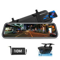 1 x RAW Customer Returns Jansite mirror dash cam with reversing camera 10 touch screen full HD 1080P car camera reversing camera with 10 meter cable, 170 wide angle night vision wide angle with loop recording and G-sensor - RRP €70.58