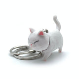 1 x Brand New EVEMATE cat keychain with rotating head - various cute cats - cat pendant keychain - lucky cat gift bag pendant girls women animal lovers white  - RRP €9.98