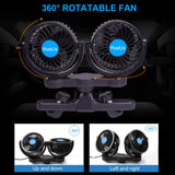 1 x RAW Customer Returns HueLiv Car Fan 12V for Back Seat Brushless Electric Car Seat Fan with Two Heads Portable 360 Rotatable Car Fan with Cigarette Lighter Plug for Truck Van SUV RV - RRP €28.8