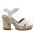 1 x RAW Customer Returns LARES Bridal sandals with wide esparto heel. Espadrilles with platform and crossed upper. Color White Size 38 - RRP €58.89