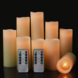 1 x RAW Customer Returns LED candles, flameless candles set of 9, battery operated candles flickering, D5.5cmxH10 12.5 15 17.5 20 22.8cm, real wax pillar candles with remote control and 24-hour timer function ivory  - RRP €29.23