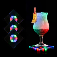 9 x Brand New MEDOYOH 3 Pieces Square Colorful Illuminated Coasters for Drinks, ON OFF LED Coasters Beer Cocktail, Waterproof Acrylic Coasters for Party Weddings Engagement Bar Christmas - RRP €106.2