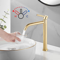 1 x RAW Customer Returns Suguword Gold Bathroom Faucet Wash Basin Faucet Bathroom Faucet High Sink Wash Basin Faucet High Spout Single Lever Mixer for Bathroom Made of Brass - RRP €62.81