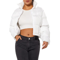 1 x RAW Customer Returns Hujoin women s jacket puffer 3 4 jacket women s black cropped jacket short warm jacket down crop winter jacket belly-free belly-free - RRP €62.11