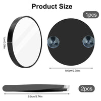 1 x RAW Customer Returns 30x Magnification Mirror, Small Magnifying Mirror with Suction Cups and 2 Tweezers, Travel Mirror 30x Magnification for Travel Makeup, Eyebrow Size, Beard Trim, 3.5  - RRP €20.4